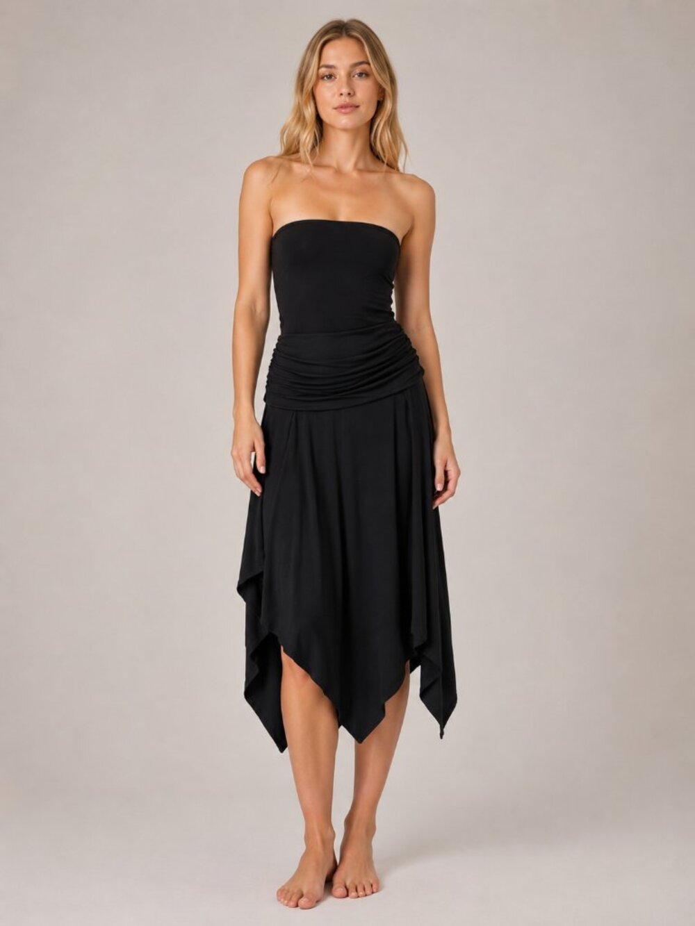 2/$30 SHEIN Curve Asymmetric Ruched Midi Skirt Black XL #A0493 TRB3